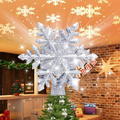 China Christmas Tree Topper Light Snowflake Laser Projector 3D Christmas Glitter Star LED Christmas Tree Ornament for sale