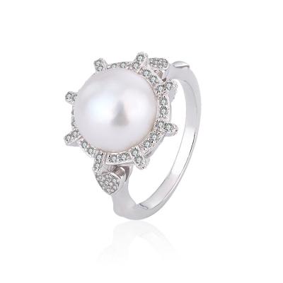 China TRENDY Custom fashion jewelry minimalist 925 s925 real silver rings freshwater pearl ring for women for sale