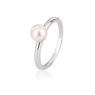 China TRENDY Customizable custom fashion s925 jewelry 925 sterling silver minimalist engagement freshwater pearl ring for women for sale