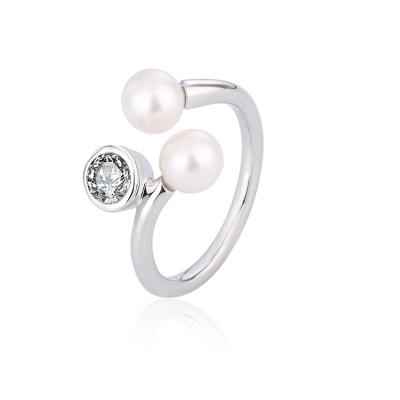 China TRENDY Moissanite zircon diamond wedding engagement 925 sterling silver freshwater pearl ring for women for sale