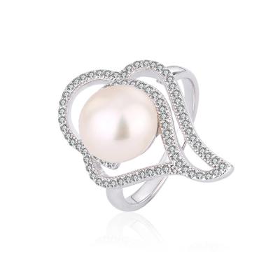 China TRENDY Ladies women s925 sterling silver moissanite women luxury wedding freshwater pearl ring with diamond stones for sale