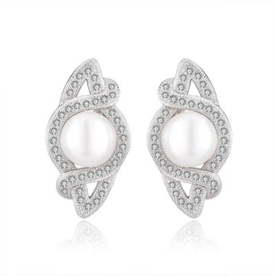 China TRENDY Wholesale personalized fashion jewelry charms zirconia ladies s925 925 silver pearl earrings for sale