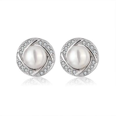 China TRENDY Custom fashionable 925 silver moissanite jewelry wedding modern cultured pearl studs earrings luxury for women for sale