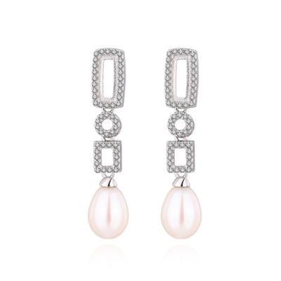 China TRENDY Wholesale jewelry 925 sterling silver freshwater pearl drop long dangle earrings for sale