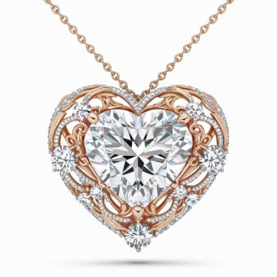 China TRENDY Fashion jewelry custom heart shape moissanite cz diamond charms pendant necklaces for women for sale