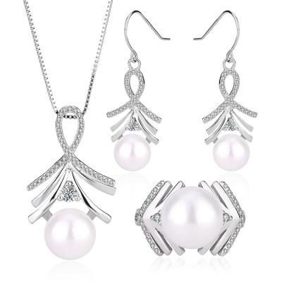 China TRENDY Custom women's 925 sterling silver ring gift necklace pendant and earrings jewelry set for women for sale