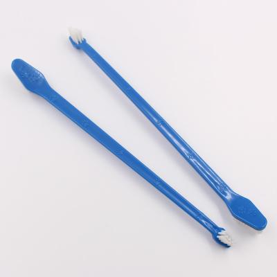 China OEM Foldable 2 Heads Nylon Bristles Long Handle Dog Pets Toothbrush for sale