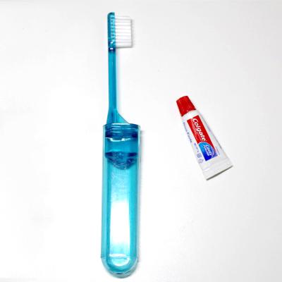 China Foldable High Standard Full Extension Hotel Toothbrush And Toothpaste Set for sale