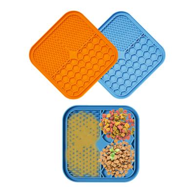 China 2022 Squares Colorful Feeder Custom Silicone Sustainable Slow Feeding Pet Licking Mat Dog Lick Pad With Suction for sale