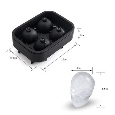 China Food Grade Silicone Ready Stocked Skull Shaped Ice Cube Tray Mold Cooling Drink Nice Shape Ice Cube Maker Mold for sale