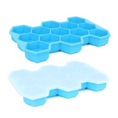 China New Stocked Arrive 13 Cavity Honeycomb Ice Cube Tray Hexagon Shape Ice Cube Maker Cold Water Coca Cola Whiskey Drink Ice Maker for sale