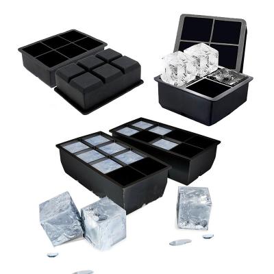 China Large Size Personalized Viable Black Flexible Silicone Diamond Shape Ice Cube Molds Tray With Lids for sale