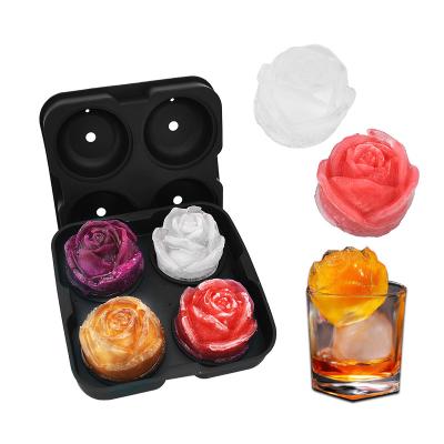 China Viable Custom Silicone Rose Ice Mold Tray for Cocktail Sphere Ice Tray Mold Whiskey Silicone Ball Maker Ice Cube Mold for sale