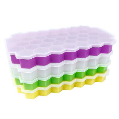 China Bpa Version 37 Cavity Mini Slow Melting Ice Tray Silicone Honeycomb Twist Free Easy Flexible Ice Cube Ball Tray Small for sale