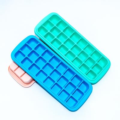 China Stocked 24 Cavity Ice Cube Maker Shapes For Diy Flexible Water Bottle Cocktail Whiskey Silicone Ice Cube Tray Square For Freezer for sale