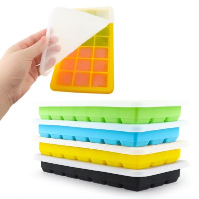 China Square Ice Cream Stored Tray Popsicle Molds Silicone Ice 21 BPA Free Reusable Honeycomb Mold with Lids for sale