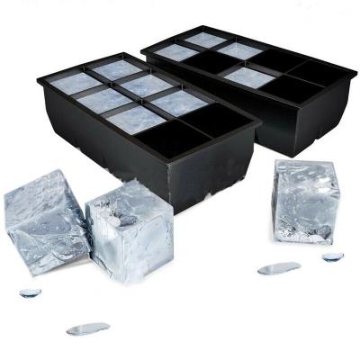 China Viable Wholesale Custom Reusable Square Ice Molds Flexible Sphere Whiskey Silicone Ice Cube Tray With Lid for sale