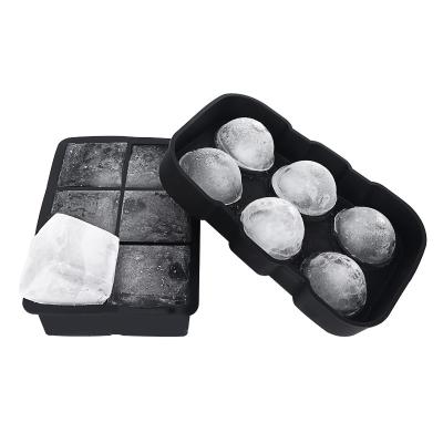 China Reusable Sustainable Custom And Jumbo 6 Cavity Bpa Free Square Silicone Big Ice Cube Tray Set for sale