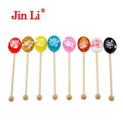 China Natural Wooden Colored Stick Spoon Shaped Candy Lollipop With Sugar Crush for sale