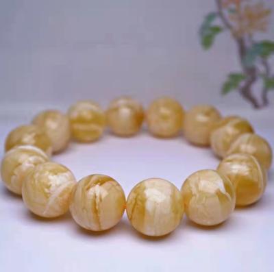 China Wholesale Romantic High Quality Natural Amber Beads Original Stone Baltic Amber White And Yellow Amber Beads Russian Bracelet for sale