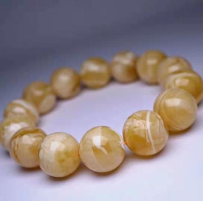 China High Quality Natural Baltic Tiger Gemstone White Russian Amber Beads Wholesale Natural Amber Material 12-14mm for sale