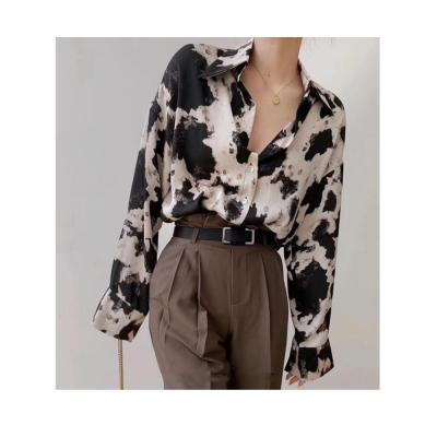 China Anti-pilling Printed Chiffon Shirt Leopard Blouse 2022 Women Blouse for sale