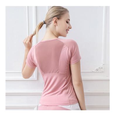 China Breathable Gym Female Sports Yoga Women Short Sleeve Polyester T-Shirt For Sporty Running for sale