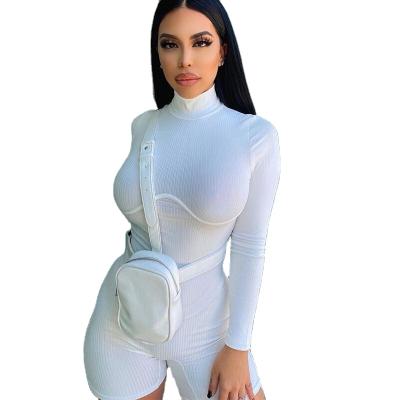 China Women's One-Piece Slim Solid Rib Fabric Hot Fashion New Chest Curve Sports Shorts for sale