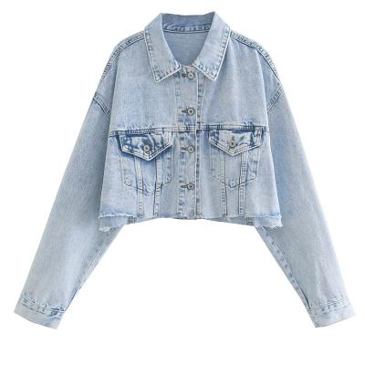 China High quality raw edge fringed edge fringed women's jackets short denim jacket women's vintage denim jackets free sample for women 2021 for sale