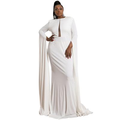 China 2021 New African Plus-size Evening Dress Sleeves Solid Color Flare Floor Length Dress Anti-Wrinkle New Wholesale for sale