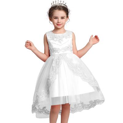 China Wholesale Washable Embroidery Lace Design Baby Kids Children Birthday Dresses Dresses White Flower Princess Girls Wedding Party Dress for sale