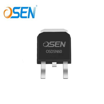 China High Efficiency OSEN OSD5N60 IN TO-251/252 Current 600V 5A N-channel Through Hole MOSFET Transistors for sale