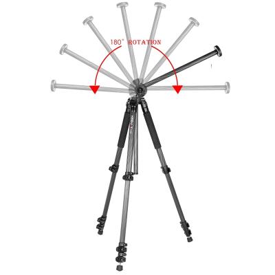 China Kingjoy 4 section carbon fiber professionalTransverse column PORTABLE tripod with level bubble for dslr photo F1208R for sale