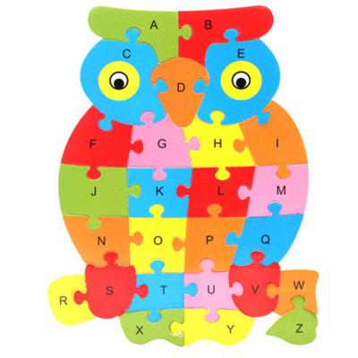 China Eco-friendly Non-Toxic English Montessori Alphabet A-Z Wood Letter Animal Puzzle Knowledge Kids Toy for sale