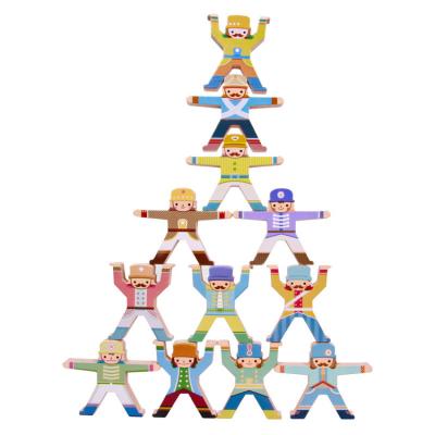 China Eco-Friendly Non-Toxic Parent-child Eco-Friendly Non-Toxic Early Education Montessori Hercules Balance Building Blocks Stacking Height Wooden Game for sale