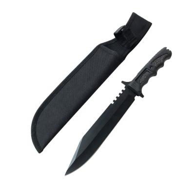 China Eco-friendly Tactical Serrated Black Coating Tanto Blade Hunting Knife for sale