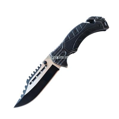 China Strong And Durable Blade Folding Knife Unique Look With Black Coated Blade And Black Handle for sale