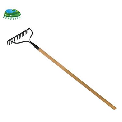 China Sun Light Garden Steel Bow Rake With Wooden Handle for sale