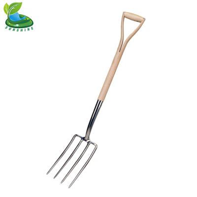 China High Quality DIY Tools Outdoor Garden Gardening Digging Fork with Y-Shap Hardwood Handle for sale