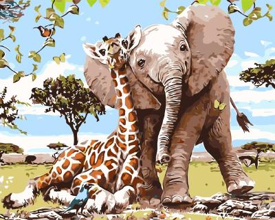 China DIY modern animal paintings of giraffe elephants can interact with friends and children for sale