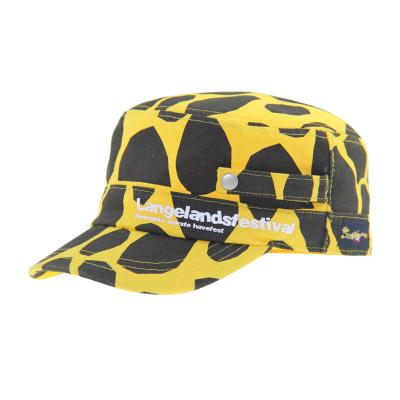 China Unisex Yellow And Black  Fitted Military Hat Cotton Cadet Cap Custom Printed for sale