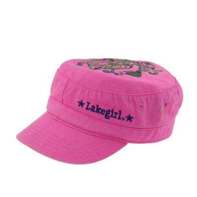 China Casual Pink Cotton Custom Embroidered Military Hats With Distressed Washed for sale