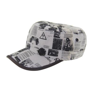 China Customizable Military Canvas Hat Pre Curved PU Leather Binding for sale