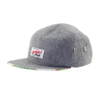 China Personalized Wool Blend 5 Panel Camp Caps Adult Size Unconstructed for sale