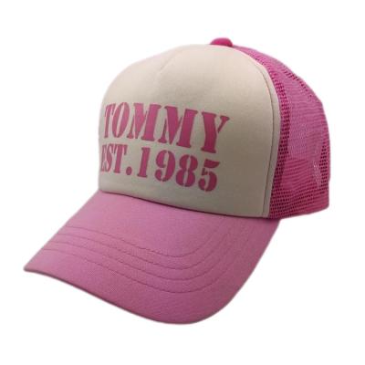 China Five Panel Low Profile Female Trucker Hats , Summer Pink Trucker Cap OEM for sale