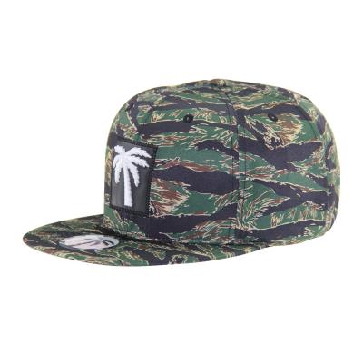 China Custom Printed Camouflage Snapback Hut 6 Panel Flachkante Snapback Kappe zu verkaufen