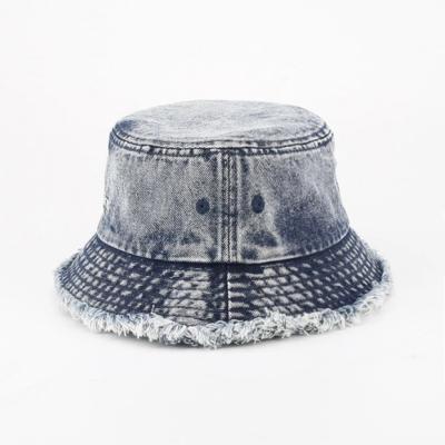 China OEM ODM Washed The Raw Edges Jeans Bucket Hats Vintage Classic Bucket Hat for sale