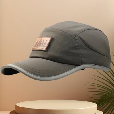 China 5 Panel Men Grey Quick Dry Polyester Baseball Caps Running Baseball Hat for sale