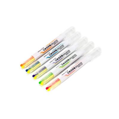 China Double Lines Set of 5pcs Double Lines Highlighter Pen with Single Head and Two Colors at the Same Time for sale