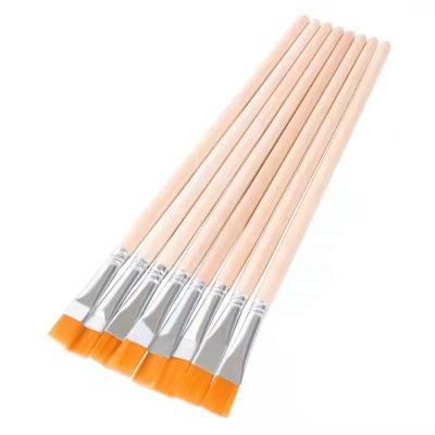 China Art Paint Wood Handle Flat Nylon Paintbrush for Oil and Acrylic and Watercolor Painting and Drawing for sale